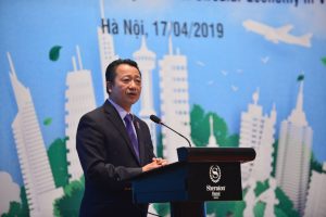 Mr. Nguyen Quang Vinh, General Secretary of VCCI and Vice Chairman of VBCSD spoke at the Conference